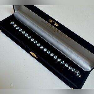 Aquamarine 925 Sterling silver Thailand, vintage chunky tennis bracelet VGC